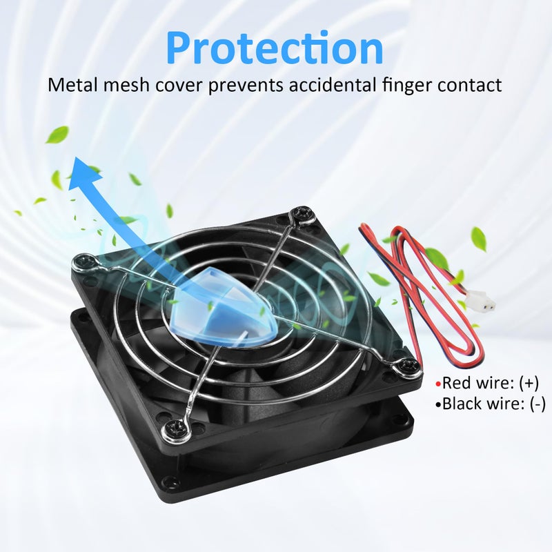 PANO-MOUNTS 80mm 3.15inch 8025 12V DC High-Performance 2-Pin XH2.54 Cooling Fan for PC Power Supply/Electronics Cooling 2-Pack - Image 4